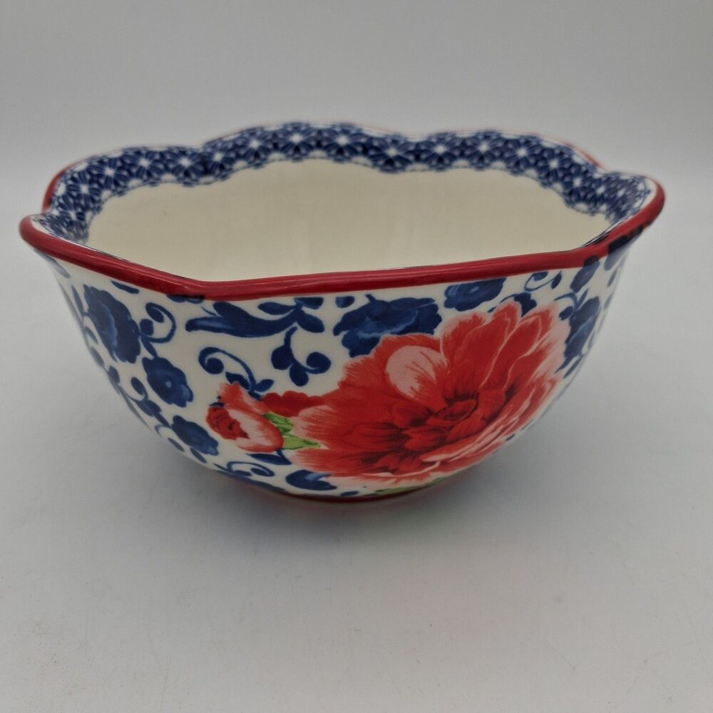 The Pioneer Woman Heritage Floral Scalloped Rim Blue Cereal Bowl 6”